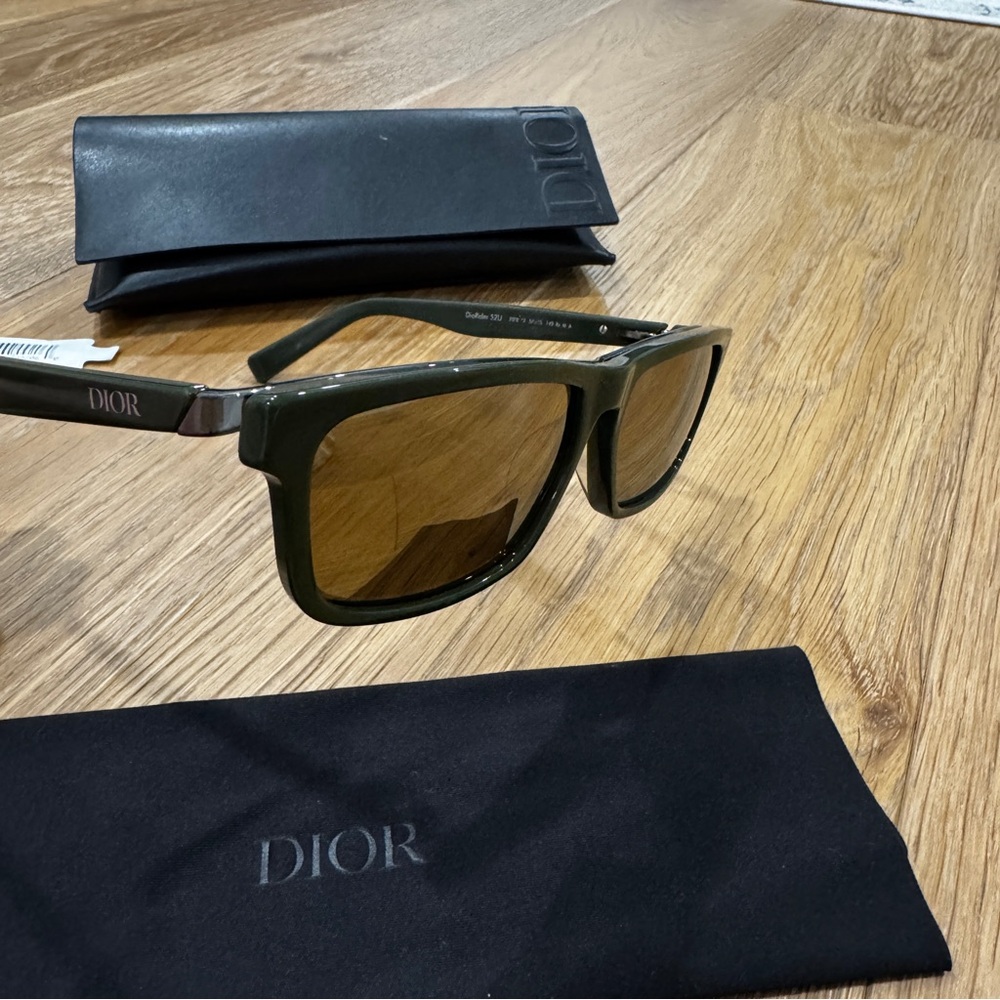 Dior Olive Sunglasses with Black Case, Dust Cloth & Original Box